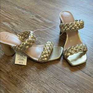 A New Day Gold Heeled Sandals with Braided Straps